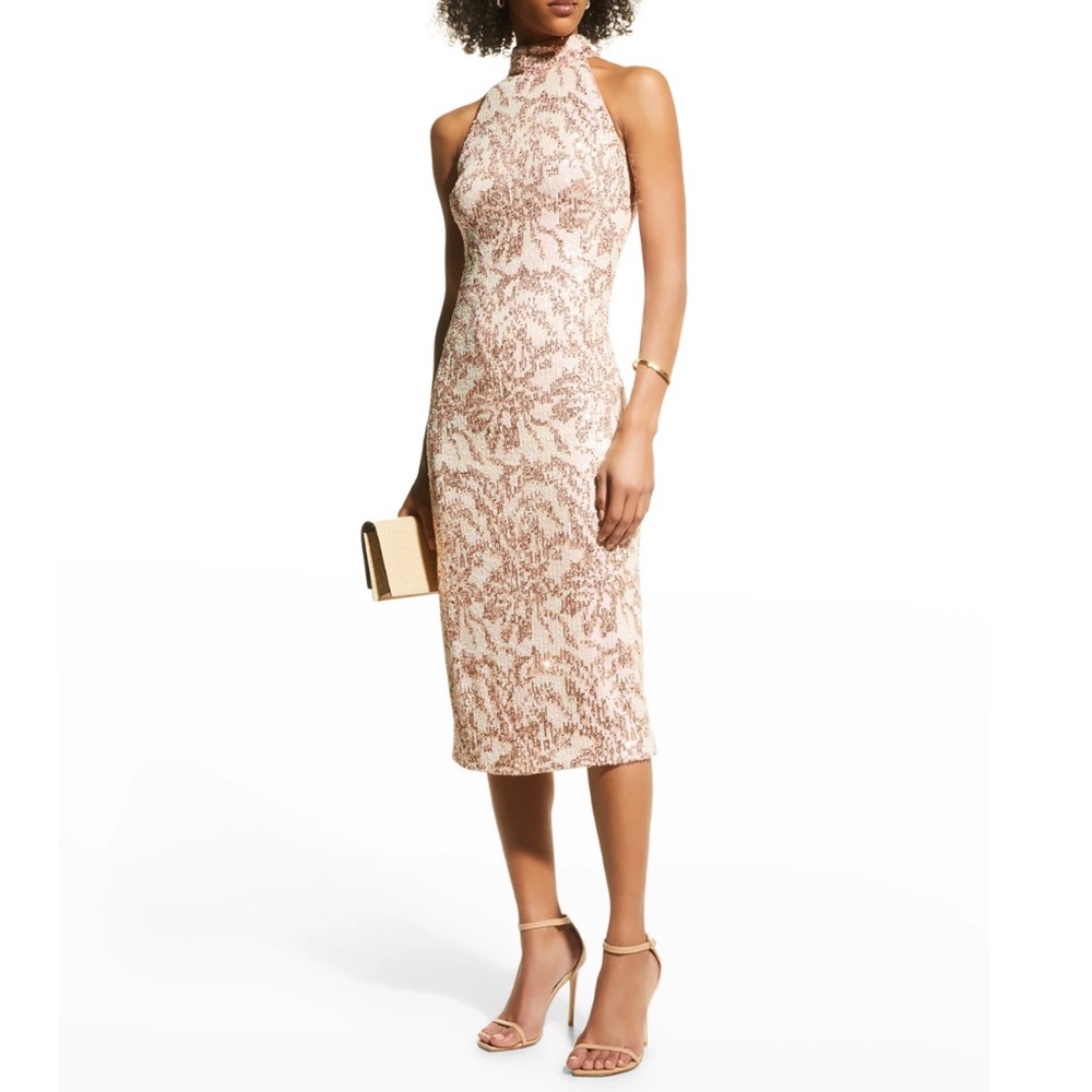 SLEEVELESS SEQUIN KNIT MIDI DRESS